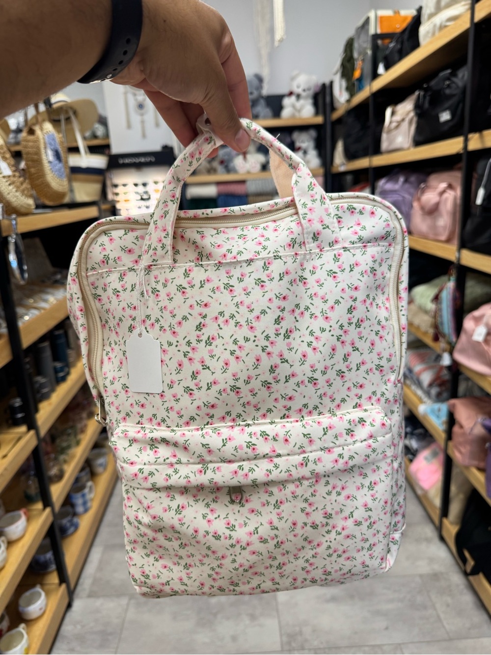 Floral Pink Mini Tote Backpack - Lightweight Women’s Bag